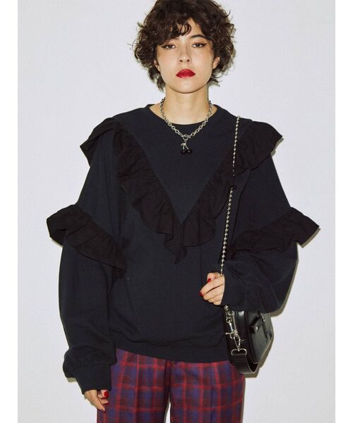 jouetie（ジュエティ）の「マルチフリルプルオーバー（Tシャツ/カットソー・レディース・オフホワイト/ブラック/パープル/レッド・MEDIUM）」の3枚目の写真