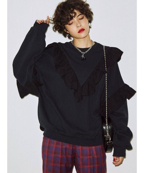 jouetie（ジュエティ）の「マルチフリルプルオーバー（Tシャツ/カットソー・レディース・オフホワイト/ブラック/パープル/レッド・MEDIUM）」の5枚目の写真