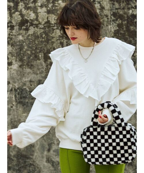 jouetie（ジュエティ）の「マルチフリルプルオーバー（Tシャツ/カットソー・レディース・オフホワイト/ブラック/パープル/レッド・MEDIUM）」の6枚目の写真