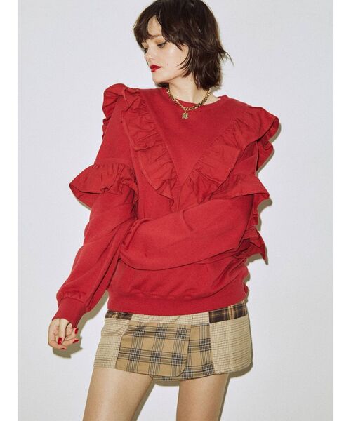 jouetie（ジュエティ）の「マルチフリルプルオーバー（Tシャツ/カットソー・レディース・オフホワイト/ブラック/パープル/レッド・MEDIUM）」の7枚目の写真