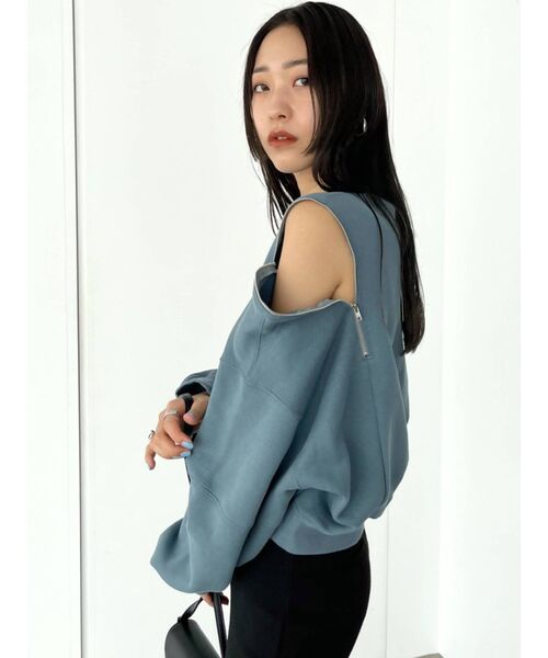 EMODA（エモダ）の「マルチオープンショートトップ（Tシャツ/カットソー・レディース・ホワイト/グレー/ブラック/ブルー・FREE）」の14枚目の写真