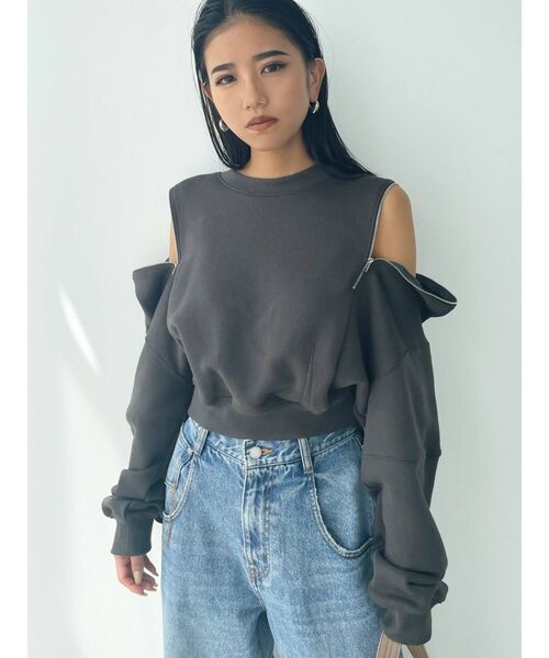 EMODA（エモダ）の「マルチオープンショートトップ（Tシャツ/カットソー・レディース・ホワイト/グレー/ブラック/ブルー・FREE）」の17枚目の写真