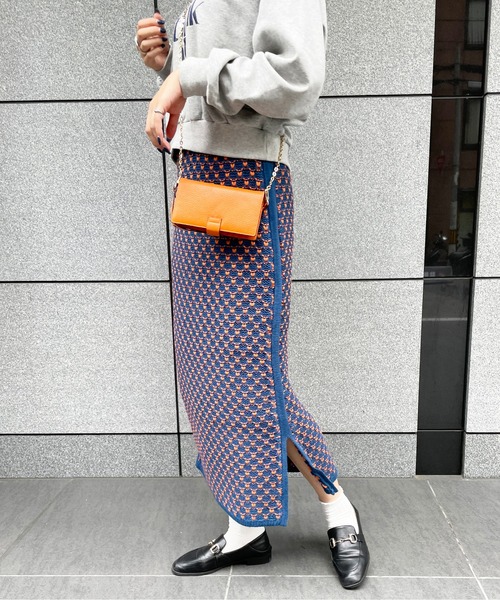 StyleSea（スタイルシー）の「ジャガードニットスリットスカート（スカート・レディース・ブラック/ブルー/グリーン・FREE）」の13枚目の写真