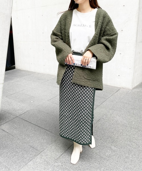 StyleSea（スタイルシー）の「ジャガードニットスリットスカート（スカート・レディース・ブラック/ブルー/グリーン・FREE）」の17枚目の写真