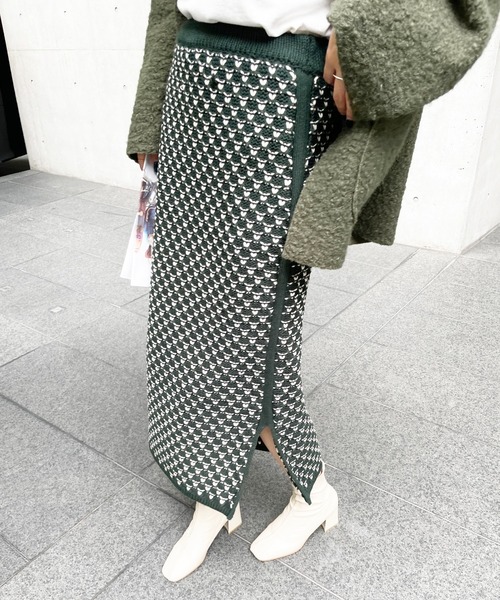 StyleSea（スタイルシー）の「ジャガードニットスリットスカート（スカート・レディース・ブラック/ブルー/グリーン・FREE）」の20枚目の写真