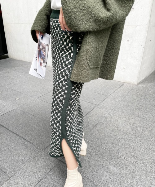 StyleSea（スタイルシー）の「ジャガードニットスリットスカート（スカート・レディース・ブラック/ブルー/グリーン・FREE）」の21枚目の写真