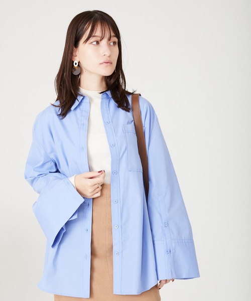 acro（アクロ）の「ビックカフスシャツ/AC2308（シャツ/ブラウス・レディース・ホワイト/ブルー・ﾌﾘ-）」の8枚目の写真