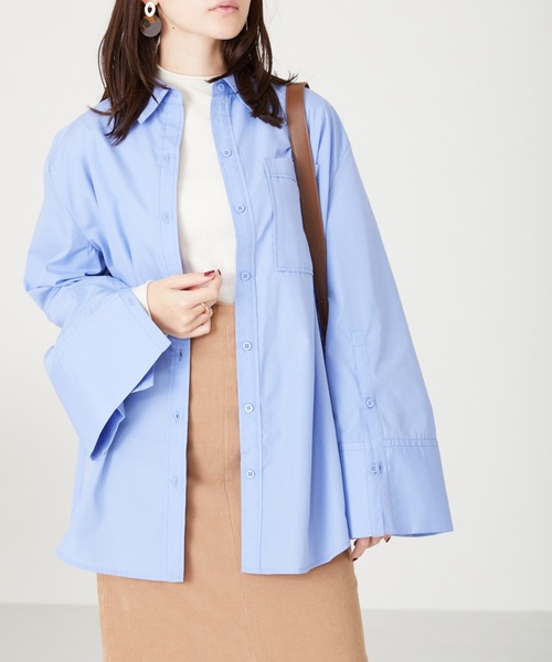 acro（アクロ）の「ビックカフスシャツ/AC2308（シャツ/ブラウス・レディース・ホワイト/ブルー・ﾌﾘ-）」の10枚目の写真
