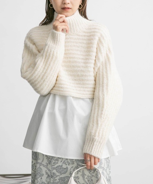 KBF（ケイビーエフ）の「ハイネックショートニット（ニット/セーター・レディース・アイボリー/ライトブルー/ピンク/ネイビー・ONE）」の5枚目の写真