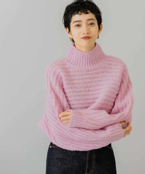 KBF（ケイビーエフ）の「ハイネックショートニット（ニット/セーター・レディース・アイボリー/ライトブルー/ピンク/ネイビー・ONE）」の14枚目の写真