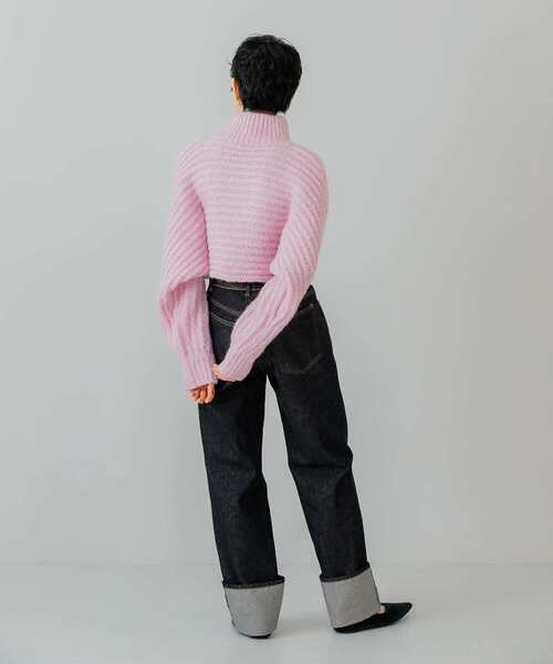 KBF（ケイビーエフ）の「ハイネックショートニット（ニット/セーター・レディース・アイボリー/ライトブルー/ピンク/ネイビー・ONE）」の17枚目の写真