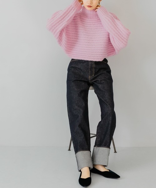 KBF（ケイビーエフ）の「ハイネックショートニット（ニット/セーター・レディース・アイボリー/ライトブルー/ピンク/ネイビー・ONE）」の19枚目の写真