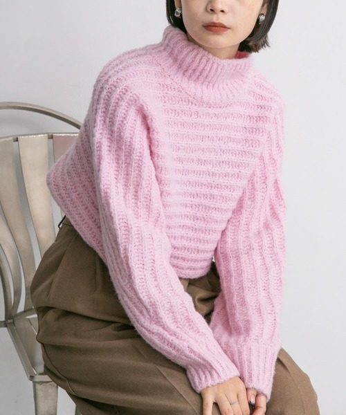 KBF（ケイビーエフ）の「ハイネックショートニット（ニット/セーター・レディース・アイボリー/ライトブルー/ピンク/ネイビー・ONE）」の21枚目の写真