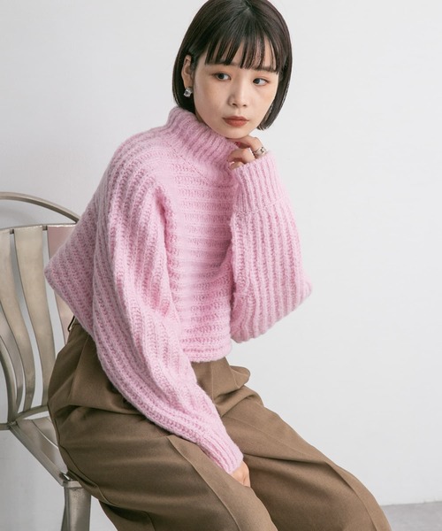 KBF（ケイビーエフ）の「ハイネックショートニット（ニット/セーター・レディース・アイボリー/ライトブルー/ピンク/ネイビー・ONE）」の22枚目の写真