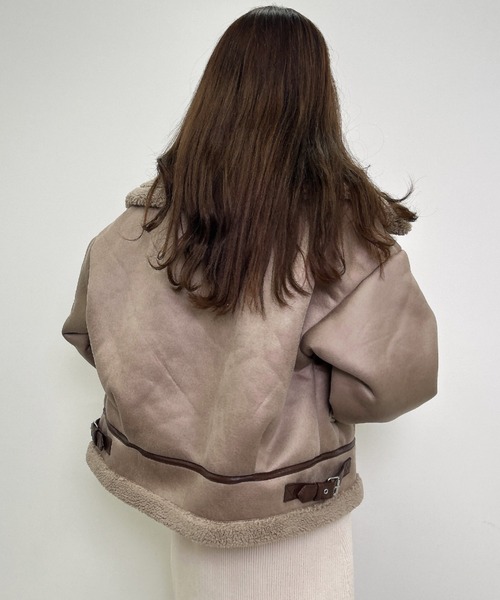 INGNI（イング）の「BIGムートンライダース（ムートンコート・レディース・ブラック/アイボリー/モカ・M）」の15枚目の写真