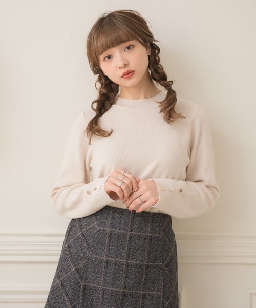 ems excite(エムズエキサイト)の「袖ボタン付長袖ニット(ニット/セーター・レディース・ブラック系その他3/ブルー/ナチュラル/ピンク系その他3・FREE)」の21枚目の写真