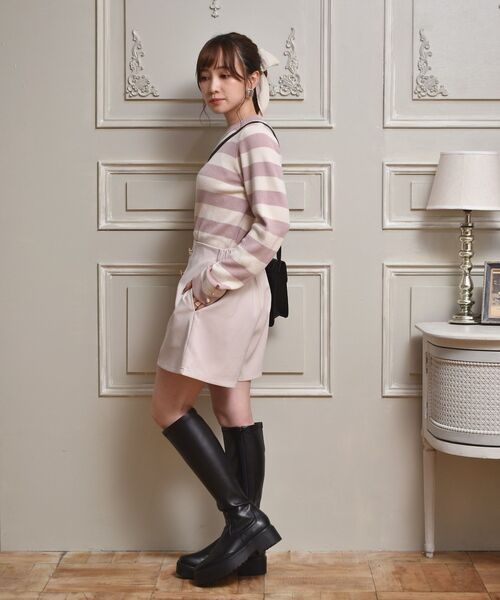 ems excite(エムズエキサイト)の「袖ボタン付長袖ニット(ニット/セーター・レディース・ブラック系その他3/ブルー/ナチュラル/ピンク系その他3・FREE)」の7枚目の写真