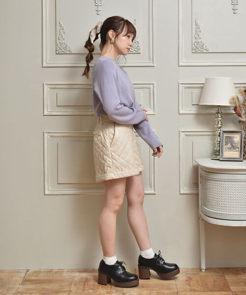 ems excite(エムズエキサイト)の「袖ボタン付長袖ニット(ニット/セーター・レディース・ブラック系その他3/ブルー/ナチュラル/ピンク系その他3・FREE)」の8枚目の写真