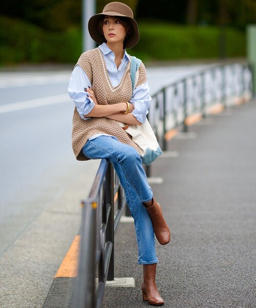 23区 L（ニジュウサンクオオキイサイズ）の「【CLASSY.1月号掲載】23区DENIM ボーイフィット パンツ（デニムパンツ・レディース・ネイビー系・44/50）」の6枚目の写真