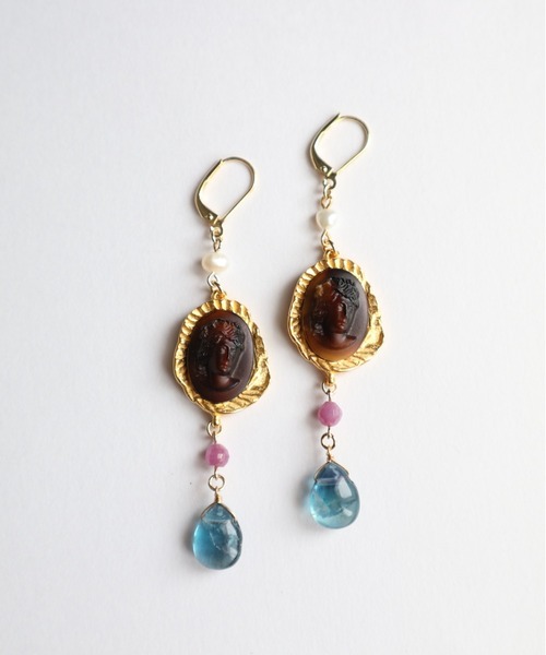 【Ceskariko】美しき肖像画とその涙（ピアス）（ピアス（両耳用））｜tone（トーン）