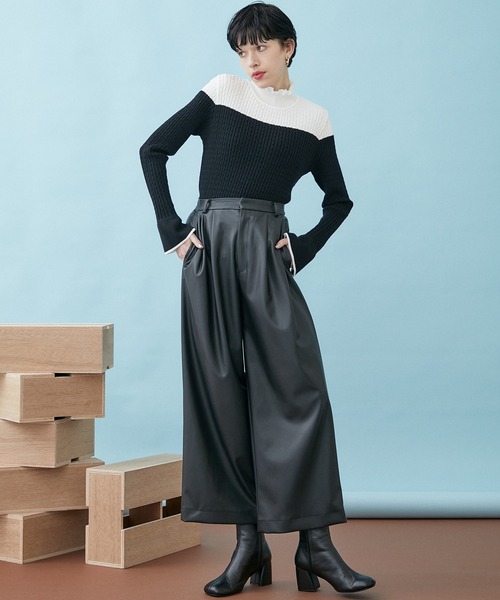 INella（イネラ）の「【INella/イネラ】ケーブルバイカラーニット（ニット/セーター・レディース・グレー/ブラック・FREE）」の5枚目の写真