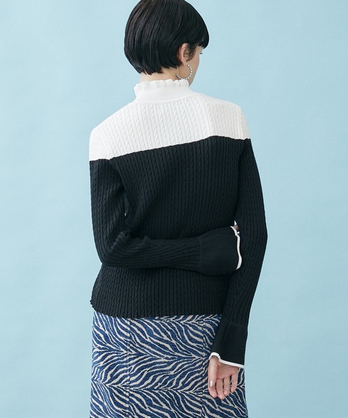INella（イネラ）の「【INella/イネラ】ケーブルバイカラーニット（ニット/セーター・レディース・グレー/ブラック・FREE）」の7枚目の写真