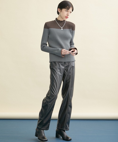 INella（イネラ）の「【INella/イネラ】ケーブルバイカラーニット（ニット/セーター・レディース・グレー/ブラック・FREE）」の11枚目の写真