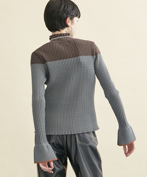 INella（イネラ）の「【INella/イネラ】ケーブルバイカラーニット（ニット/セーター・レディース・グレー/ブラック・FREE）」の15枚目の写真