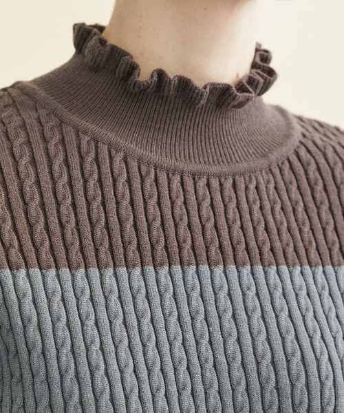 INella（イネラ）の「【INella/イネラ】ケーブルバイカラーニット（ニット/セーター・レディース・グレー/ブラック・FREE）」の16枚目の写真