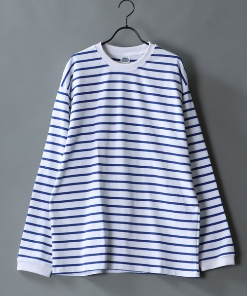 SITRY(シトリー)の「Heavy weight border T-shirt/ヘビーウェイト ボーダー ロングスリーブTシャツ(Tシャツ/カットソー・メンズ・ブラック系その他/ホワイト系その他2/ホワイト系その他/ブルー系その他・L/M)」の3枚目の写真