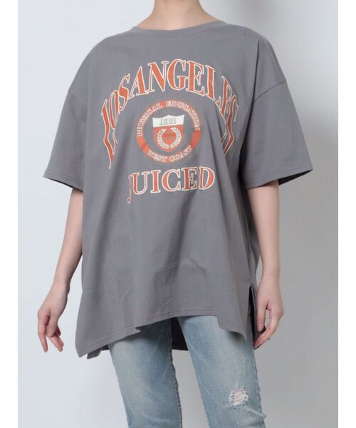 GYDA（ジェイダ）の「LOS ANGELES BACKレースアップTシャツ（Tシャツ/カットソー・レディース・オレンジ系その他3/オフホワイト/ライトグレー・FREE）」の2枚目の写真