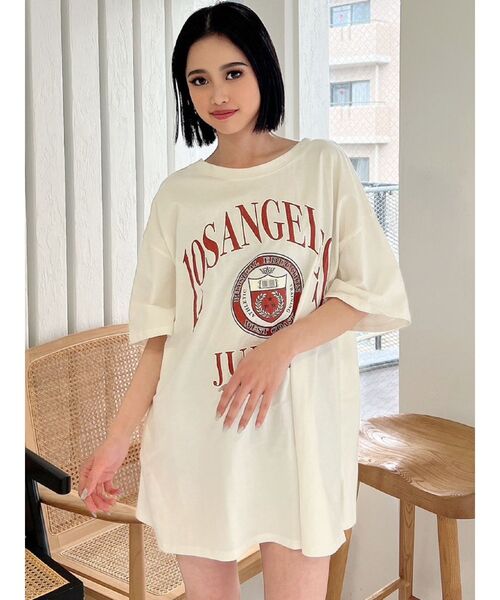 GYDA（ジェイダ）の「LOS ANGELES BACKレースアップTシャツ（Tシャツ/カットソー・レディース・オレンジ系その他3/オフホワイト/ライトグレー・FREE）」の21枚目の写真