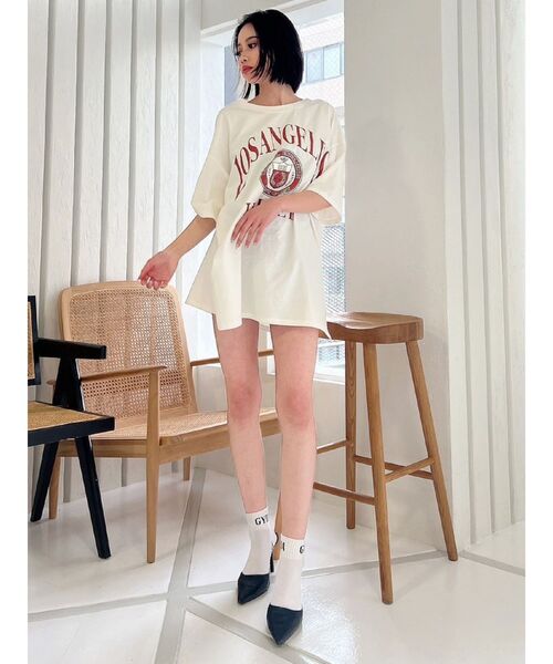 GYDA（ジェイダ）の「LOS ANGELES BACKレースアップTシャツ（Tシャツ/カットソー・レディース・オレンジ系その他3/オフホワイト/ライトグレー・FREE）」の17枚目の写真