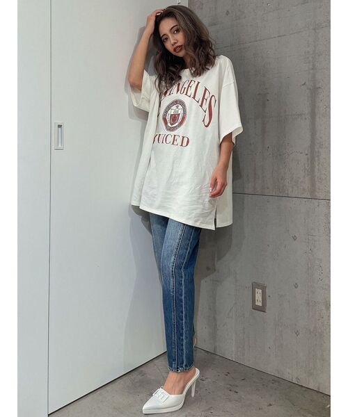 GYDA（ジェイダ）の「LOS ANGELES BACKレースアップTシャツ（Tシャツ/カットソー・レディース・オレンジ系その他3/オフホワイト/ライトグレー・FREE）」の18枚目の写真