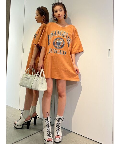 GYDA（ジェイダ）の「LOS ANGELES BACKレースアップTシャツ（Tシャツ/カットソー・レディース・オレンジ系その他3/オフホワイト/ライトグレー・FREE）」の11枚目の写真