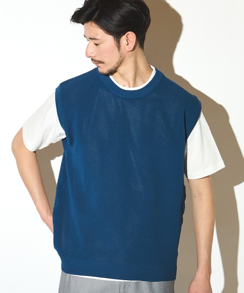 UNION STATION(ユニオンステーション)の「ニットベスト&ナチュラルストレッチTセット(ニット/セーター・メンズ・グレー/ブルー/グリーン/ベージュ・LL/L/M)」の4枚目の写真