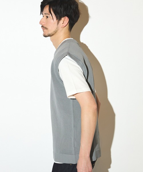 UNION STATION(ユニオンステーション)の「ニットベスト&ナチュラルストレッチTセット(ニット/セーター・メンズ・グレー/ブルー/グリーン/ベージュ・LL/L/M)」の7枚目の写真