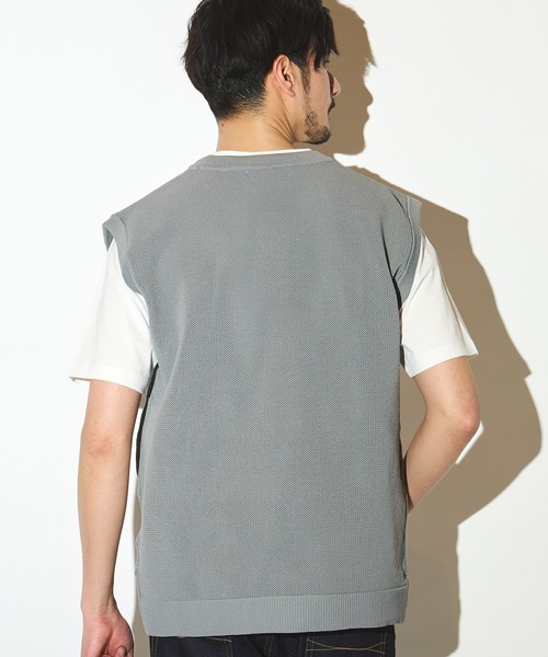 UNION STATION(ユニオンステーション)の「ニットベスト&ナチュラルストレッチTセット(ニット/セーター・メンズ・グレー/ブルー/グリーン/ベージュ・LL/L/M)」の8枚目の写真