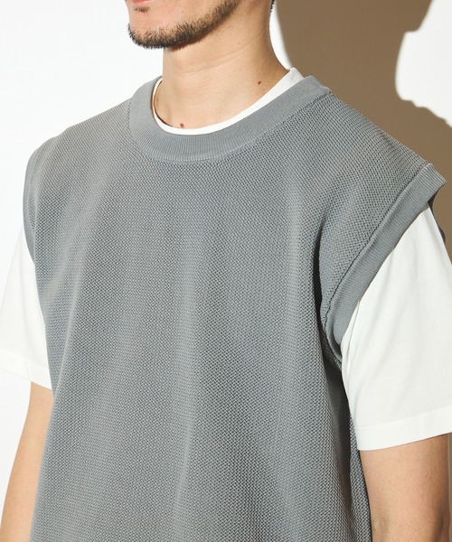 UNION STATION(ユニオンステーション)の「ニットベスト&ナチュラルストレッチTセット(ニット/セーター・メンズ・グレー/ブルー/グリーン/ベージュ・LL/L/M)」の9枚目の写真