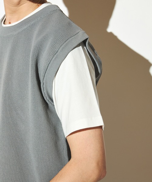 UNION STATION(ユニオンステーション)の「ニットベスト&ナチュラルストレッチTセット(ニット/セーター・メンズ・グレー/ブルー/グリーン/ベージュ・LL/L/M)」の10枚目の写真