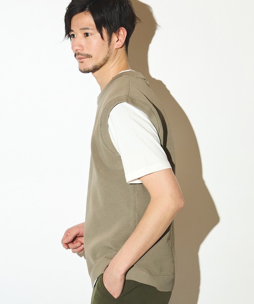 UNION STATION(ユニオンステーション)の「ニットベスト&ナチュラルストレッチTセット(ニット/セーター・メンズ・グレー/ブルー/グリーン/ベージュ・LL/L/M)」の12枚目の写真