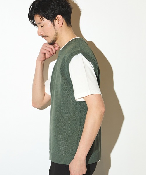 UNION STATION(ユニオンステーション)の「ニットベスト&ナチュラルストレッチTセット(ニット/セーター・メンズ・グレー/ブルー/グリーン/ベージュ・LL/L/M)」の14枚目の写真