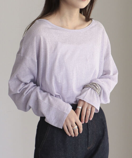 fredy emue（フレディエミュ）の「コットンスラブルーズロンT（Tシャツ/カットソー・レディース・オフホワイト/ブラック/ラベンダー/ライトグレー・38）」の4枚目の写真