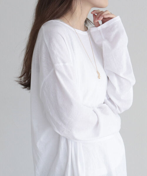 fredy emue（フレディエミュ）の「コットンスラブルーズロンT（Tシャツ/カットソー・レディース・オフホワイト/ブラック/ラベンダー/ライトグレー・38）」の2枚目の写真