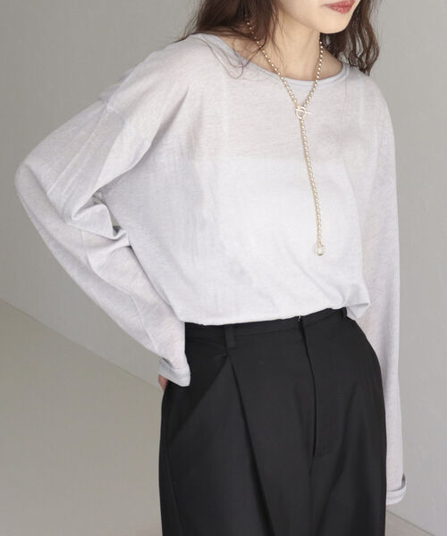 fredy emue（フレディエミュ）の「コットンスラブルーズロンT（Tシャツ/カットソー・レディース・オフホワイト/ブラック/ラベンダー/ライトグレー・38）」の3枚目の写真