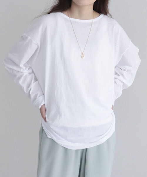 fredy emue（フレディエミュ）の「コットンスラブルーズロンT（Tシャツ/カットソー・レディース・オフホワイト/ブラック/ラベンダー/ライトグレー・38）」の10枚目の写真