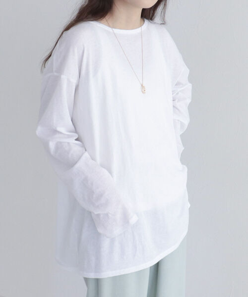 fredy emue（フレディエミュ）の「コットンスラブルーズロンT（Tシャツ/カットソー・レディース・オフホワイト/ブラック/ラベンダー/ライトグレー・38）」の11枚目の写真