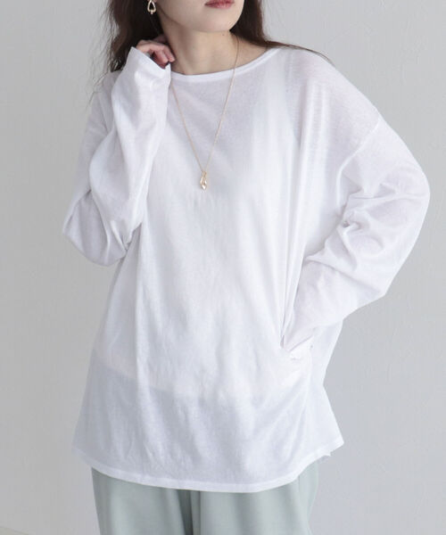 fredy emue（フレディエミュ）の「コットンスラブルーズロンT（Tシャツ/カットソー・レディース・オフホワイト/ブラック/ラベンダー/ライトグレー・38）」の12枚目の写真