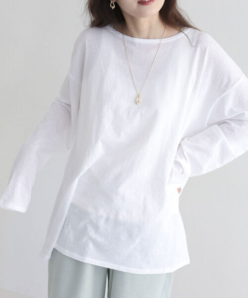 fredy emue（フレディエミュ）の「コットンスラブルーズロンT（Tシャツ/カットソー・レディース・オフホワイト/ブラック/ラベンダー/ライトグレー・38）」の13枚目の写真