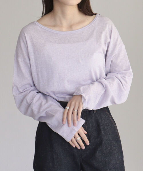 fredy emue（フレディエミュ）の「コットンスラブルーズロンT（Tシャツ/カットソー・レディース・オフホワイト/ブラック/ラベンダー/ライトグレー・38）」の18枚目の写真